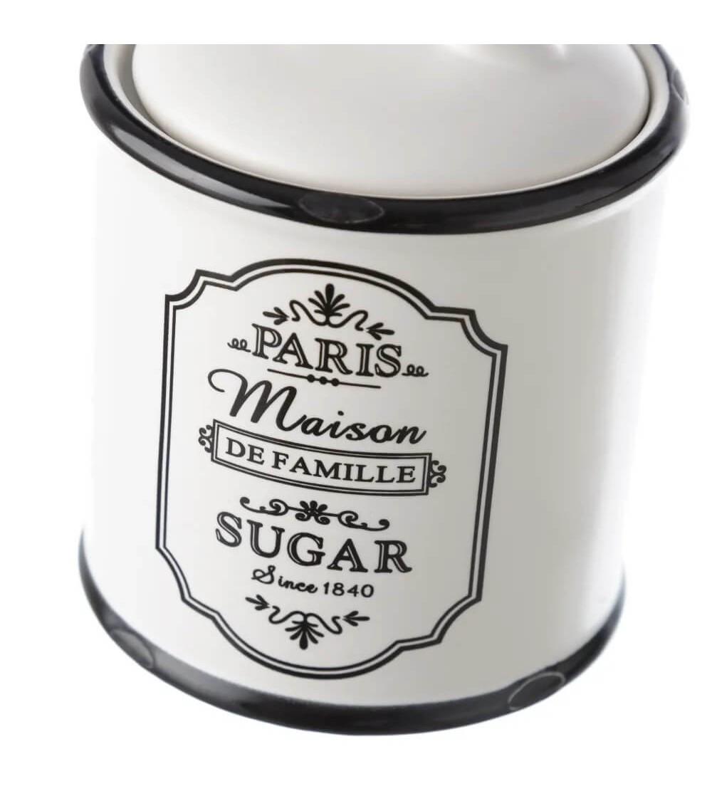 Dcasa Juego De Azucarero Y Lechera De Stoneware Blancos Y Negros Vintage