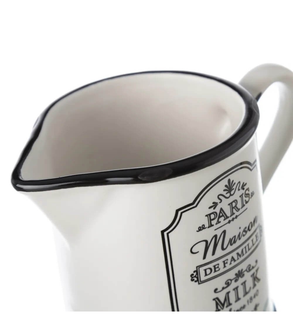 Dcasa Juego De Azucarero Y Lechera De Stoneware Blancos Y Negros Vintage