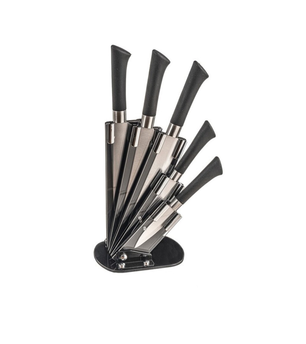 Dcasa Juego de cuchillos con base de soporte de 12x15x36 cm