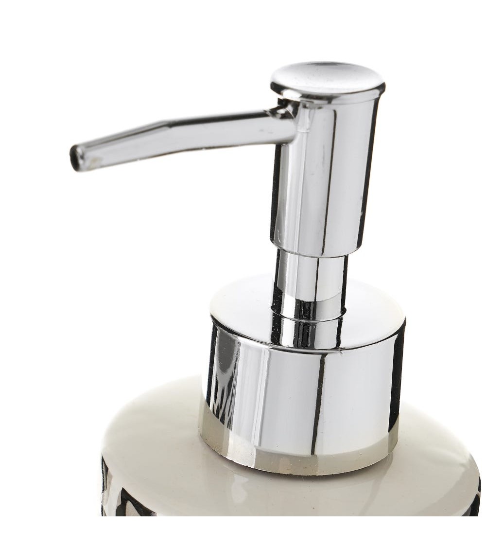 Dcasa Juego De Dispensador Y Portacepillos Animal Print De Cerámica Blanco Y Negro De 200 Ml