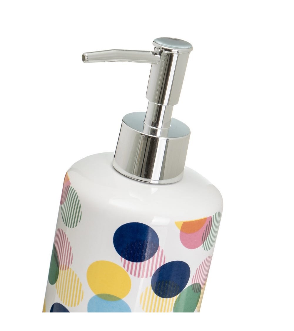 Dcasa Juego De Dispensador Y Portacepillos De Ceramica Topos Multicolor