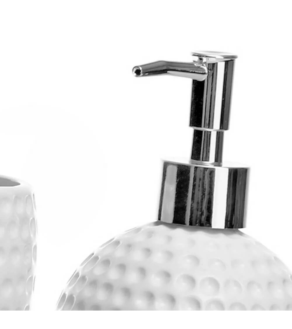 Dcasa Juego De Dispensador Y Portacepillos Martelados De Cerámica Blancos