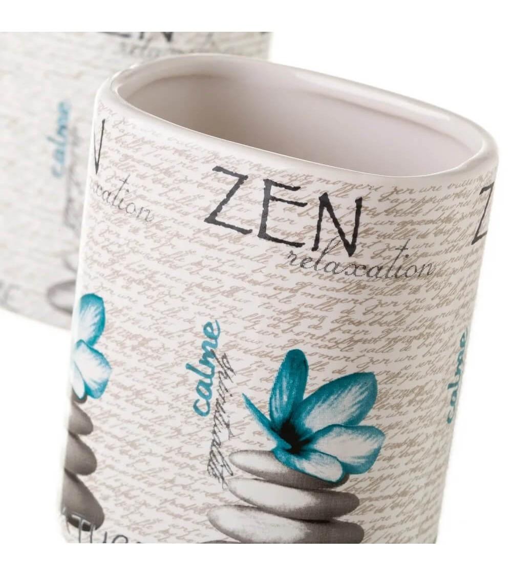 Dcasa Juego De Dispensador Y Portacepillos Zen De Cerámica Gris De 200 Ml