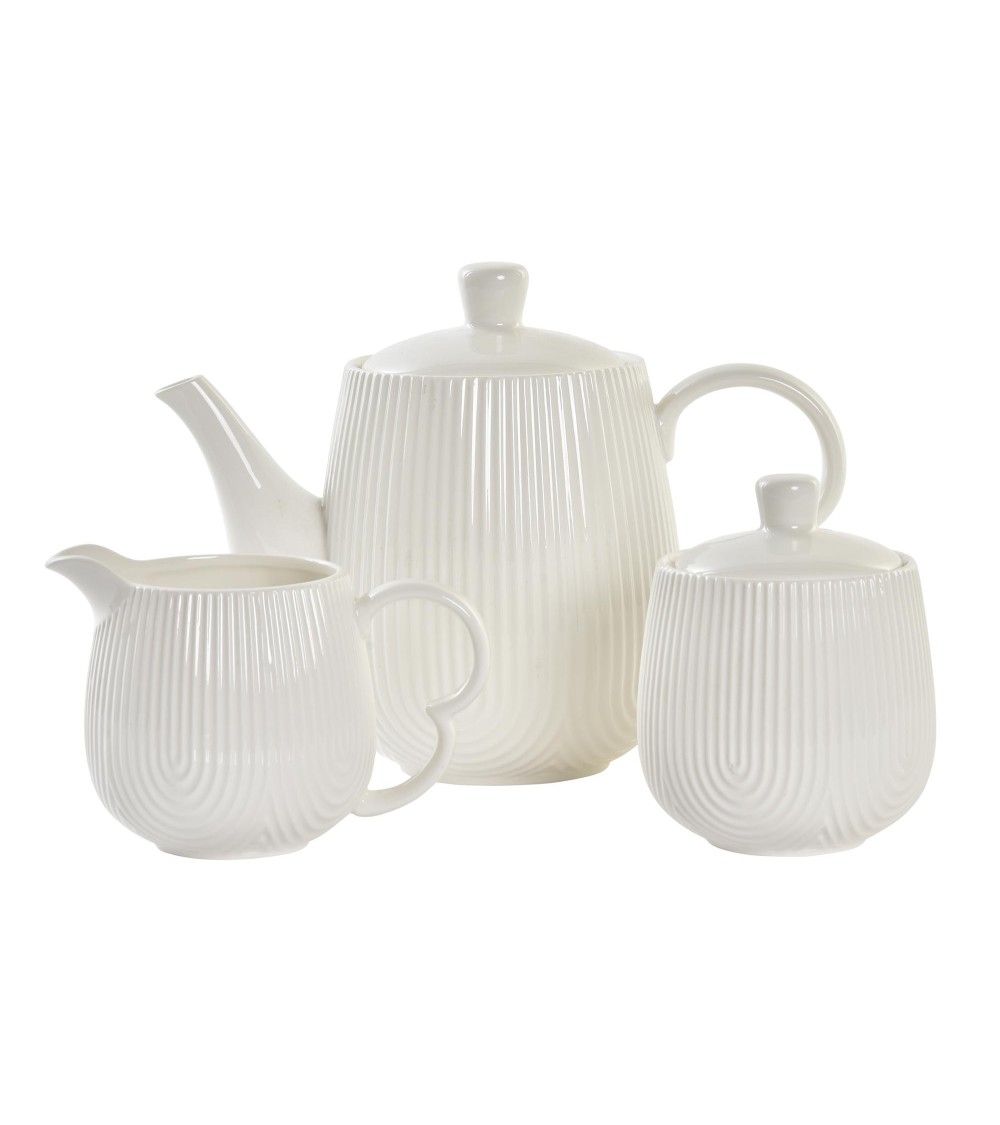 Dcasa Juego De Tetera Con Tapa Azucarero Y Lechera Con Soporte Madera Bambu Para Servir Mesa