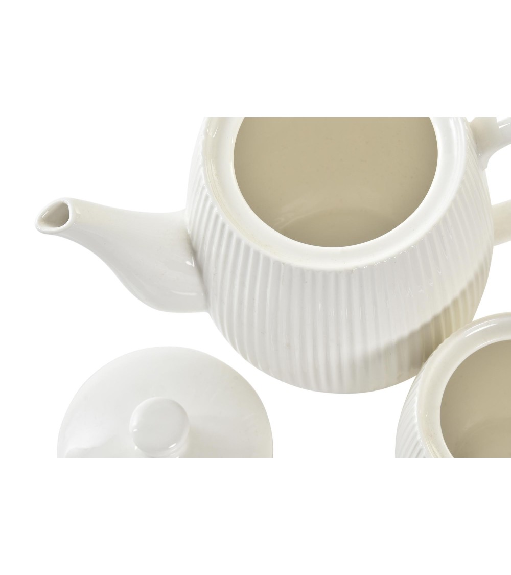 Dcasa Juego De Tetera Con Tapa Azucarero Y Lechera Con Soporte Madera Bambu Para Servir Mesa