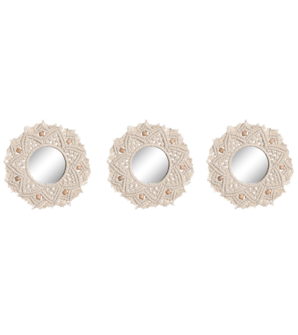 Dcasa Juegos de 3 espejos de pared macreme de 20 cm x 3