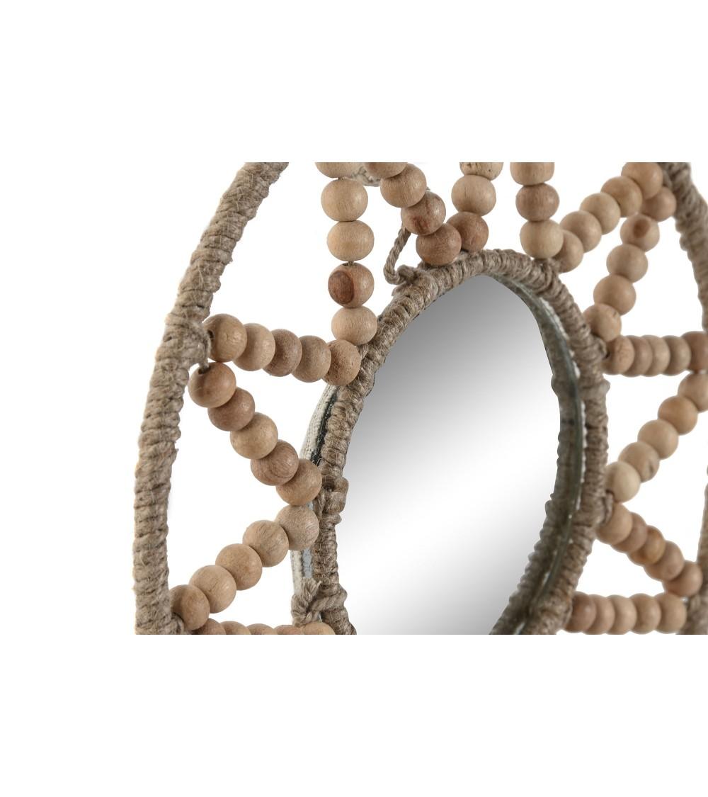 Dcasa Juegos De 3 Espejos De Pared Madera Natural Combinado 20 Cm X3