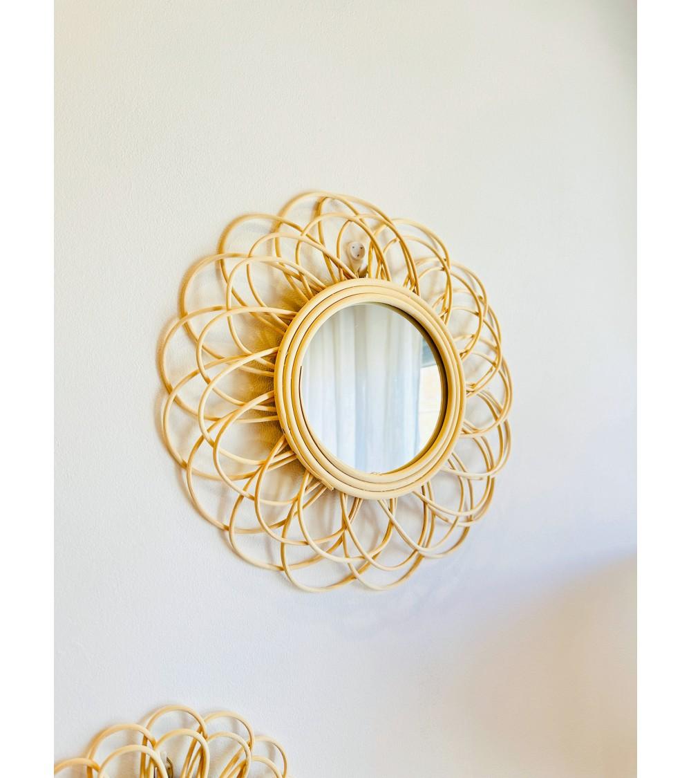 Dcasa Juegos De 3 Espejos De Pared Ratan Natural Combinado 25 Cm Y 40 Cm