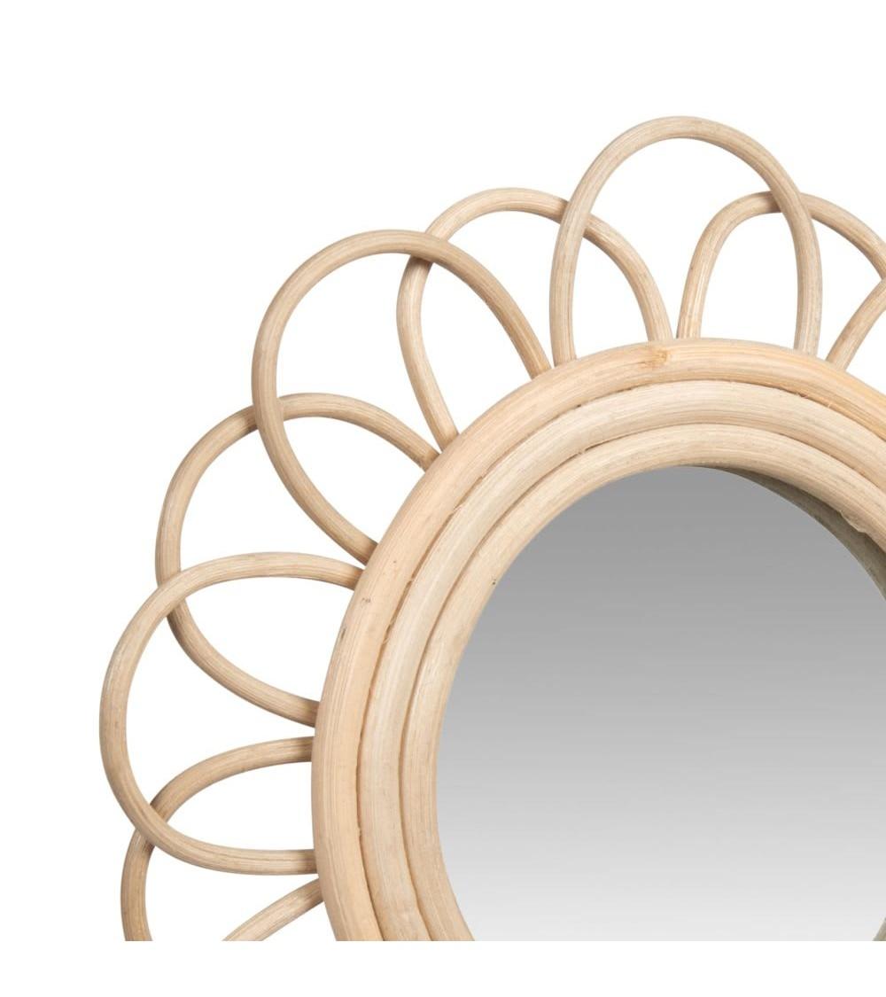 Dcasa Juegos De 3 Espejos De Pared Ratan Natural Combinado 25 Cm X3