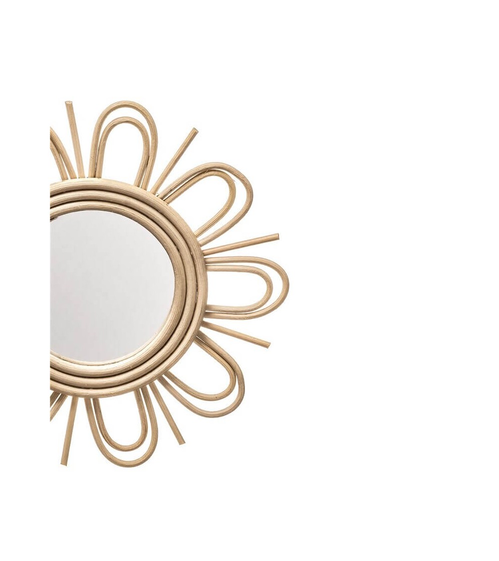 Dcasa Juegos De 3 Espejos De Pared Ratan Natural Combinado 26 Cm Y 50 Cm