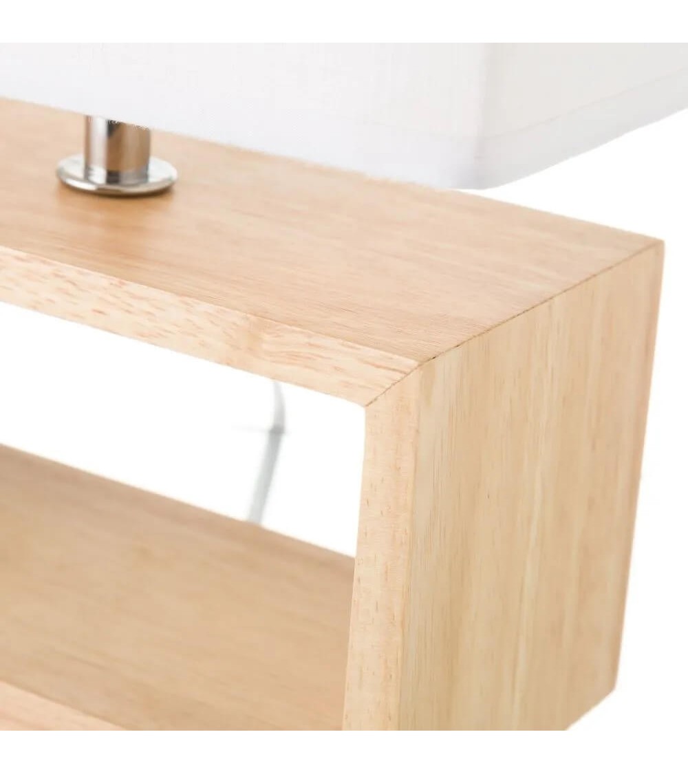 Dcasa Lámpara De Mesa De Madera Blanca De 31x21x11 Cm