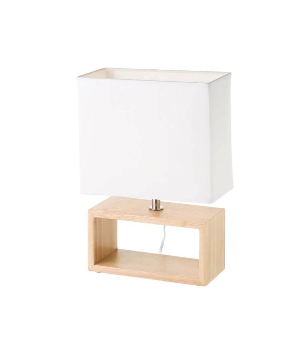 Dcasa Lámpara de mesa de madera blanca de 31x21x11 cm