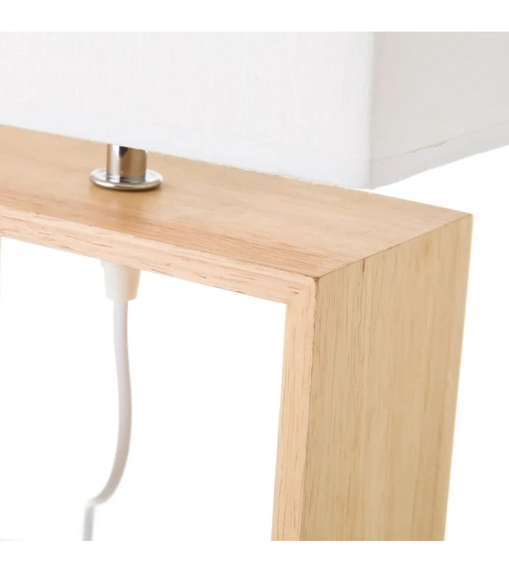 Dcasa Lámpara De Mesa De Madera Blanca De 41x24x12 Cm