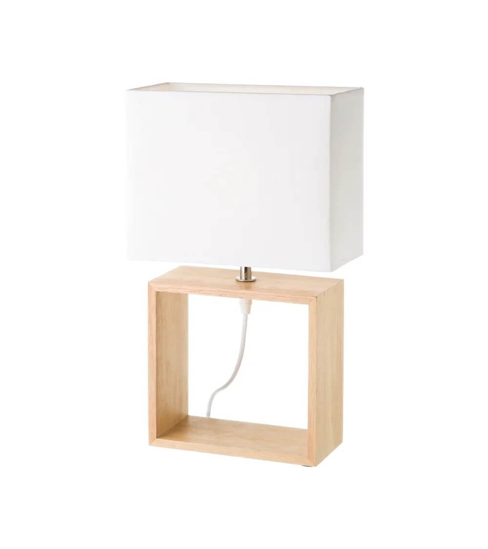 Dcasa Lámpara de mesa de madera blanca de 41x24x12 cm