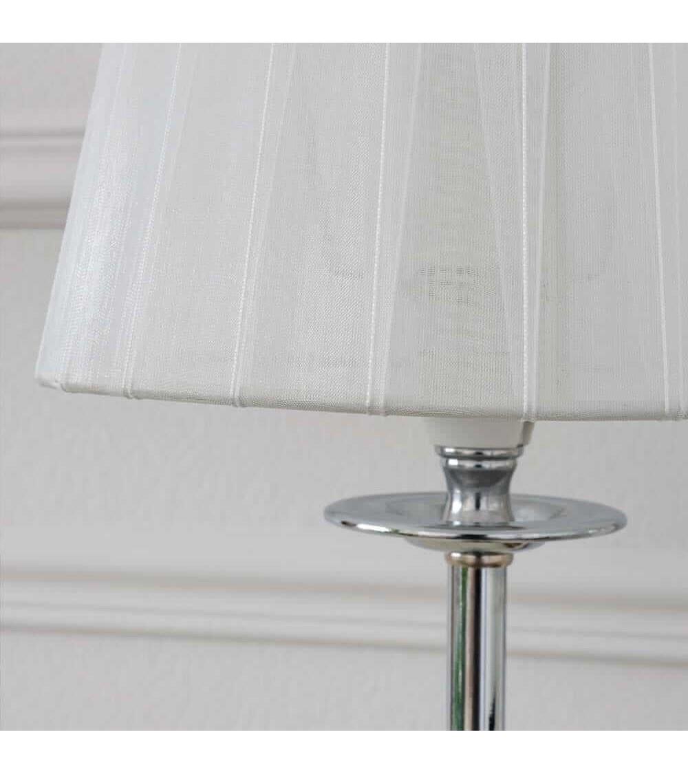 Dcasa Lámpara De Mesa De Metal Plateada Con Pantalla Blanca Minimalista De 17x50 Cm