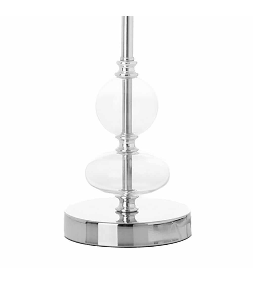 Dcasa Lámpara De Mesa De Metal Plateada Con Pantalla De Seda Blancade 20x42 Cm