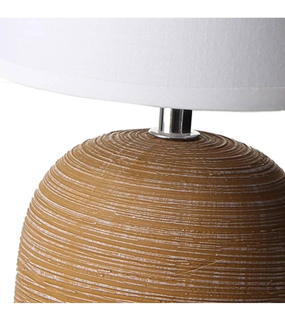 Dcasa Lámpara De Mesita De Noche De Cerámica Beige De 16x27 Cm