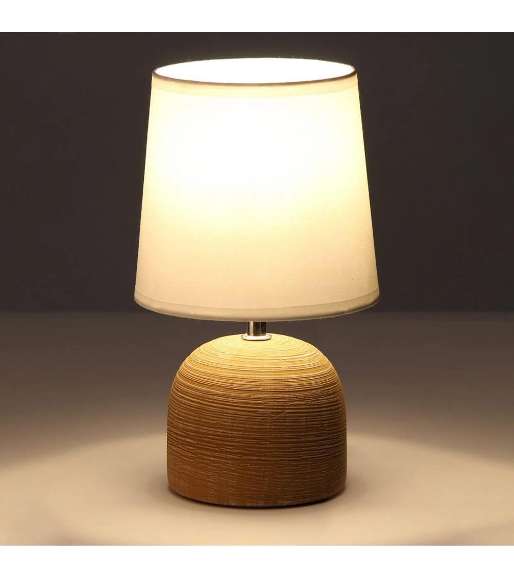 Dcasa Lámpara De Mesita De Noche De Cerámica Beige De 16x27 Cm