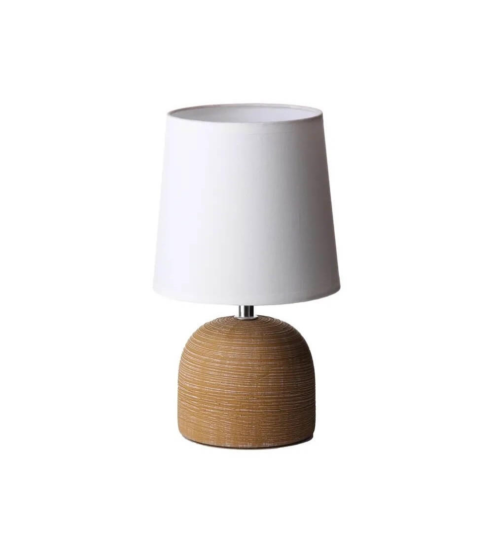 Dcasa Lámpara de mesita de noche de cerámica beige de 16x27 cm