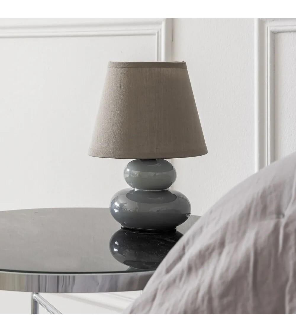 Dcasa Lámpara De Mesita De Noche De Cerámica Gris De 15x22 Cm