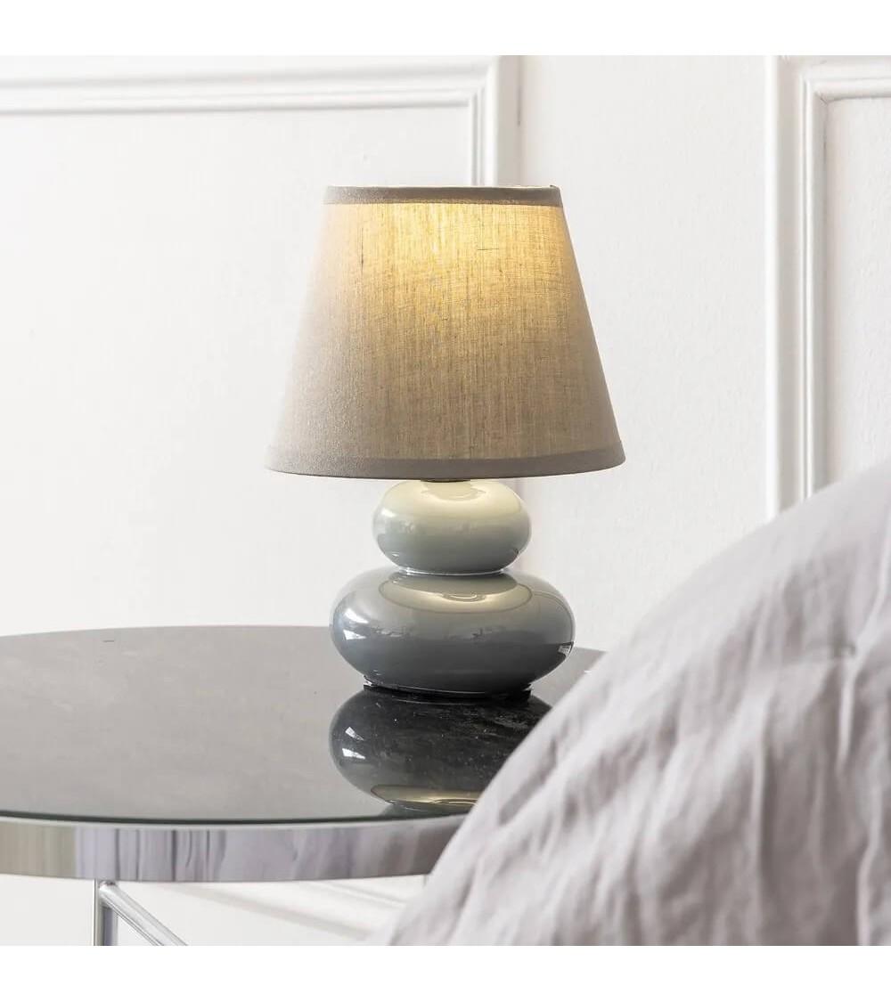 Dcasa Lámpara De Mesita De Noche De Cerámica Gris De 15x22 Cm