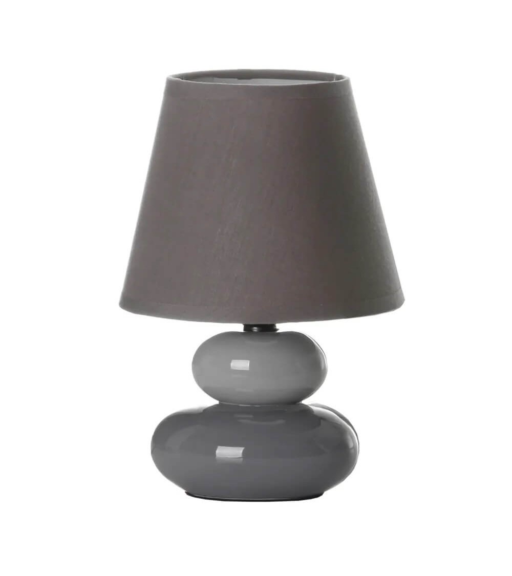 Dcasa Lámpara de mesita de noche de cerámica gris de 15x22 cm