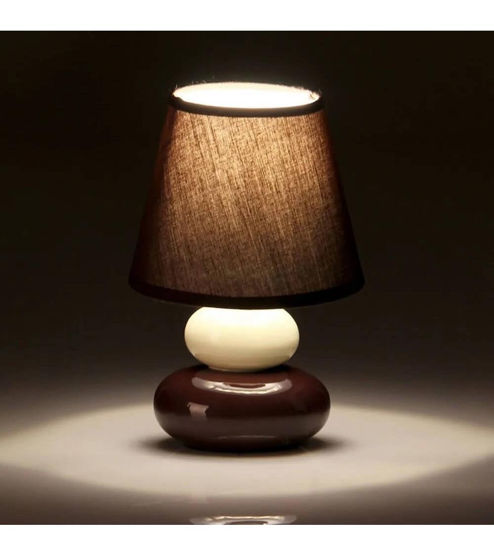 Dcasa Lámpara De Mesita De Noche De Cerámica Marrón De 15x22 Cm