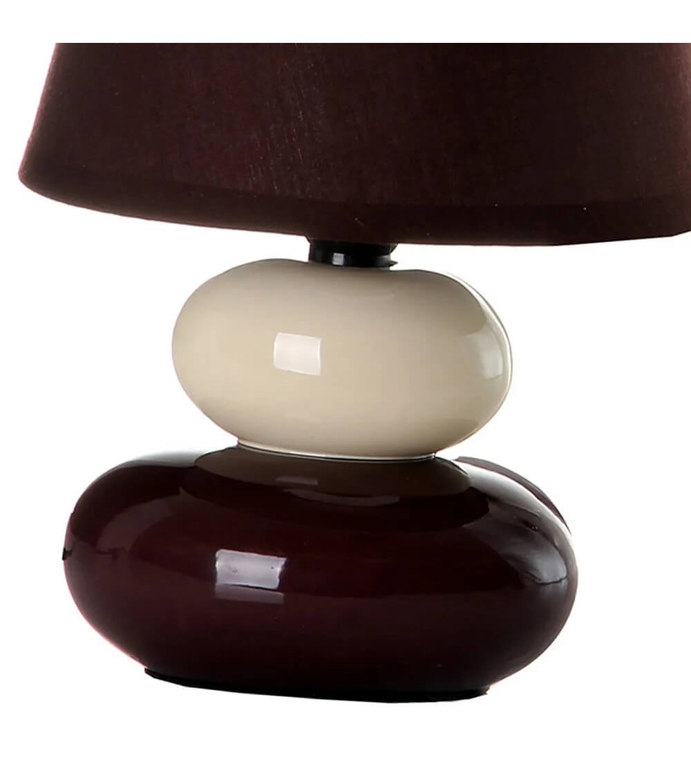 Dcasa Lámpara De Mesita De Noche De Cerámica Marrón De 15x22 Cm