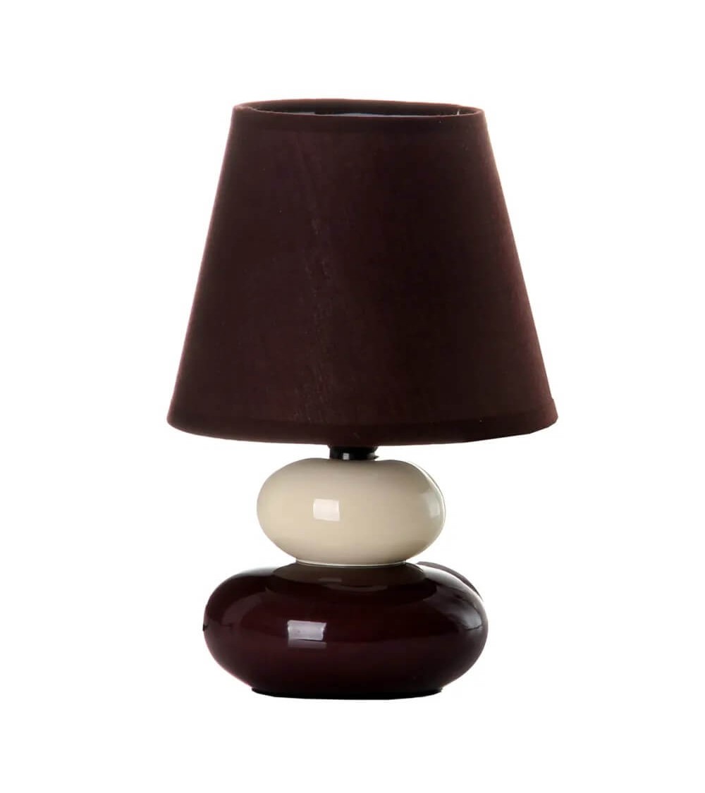 Dcasa Lámpara de mesita de noche de cerámica marrón de 15x22 cm