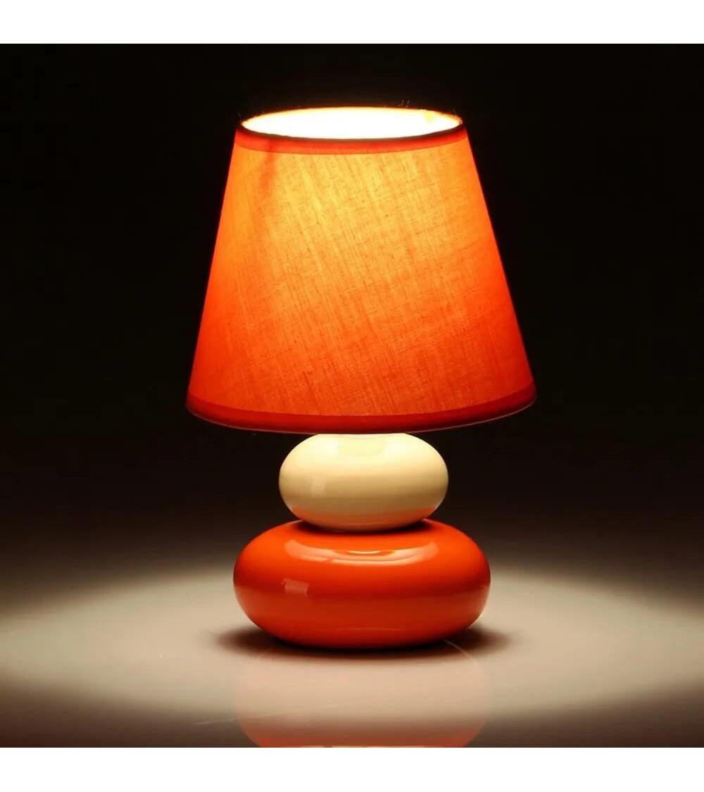 Dcasa Lámpara De Mesita De Noche De Cerámica Naranja De 15x22 Cm