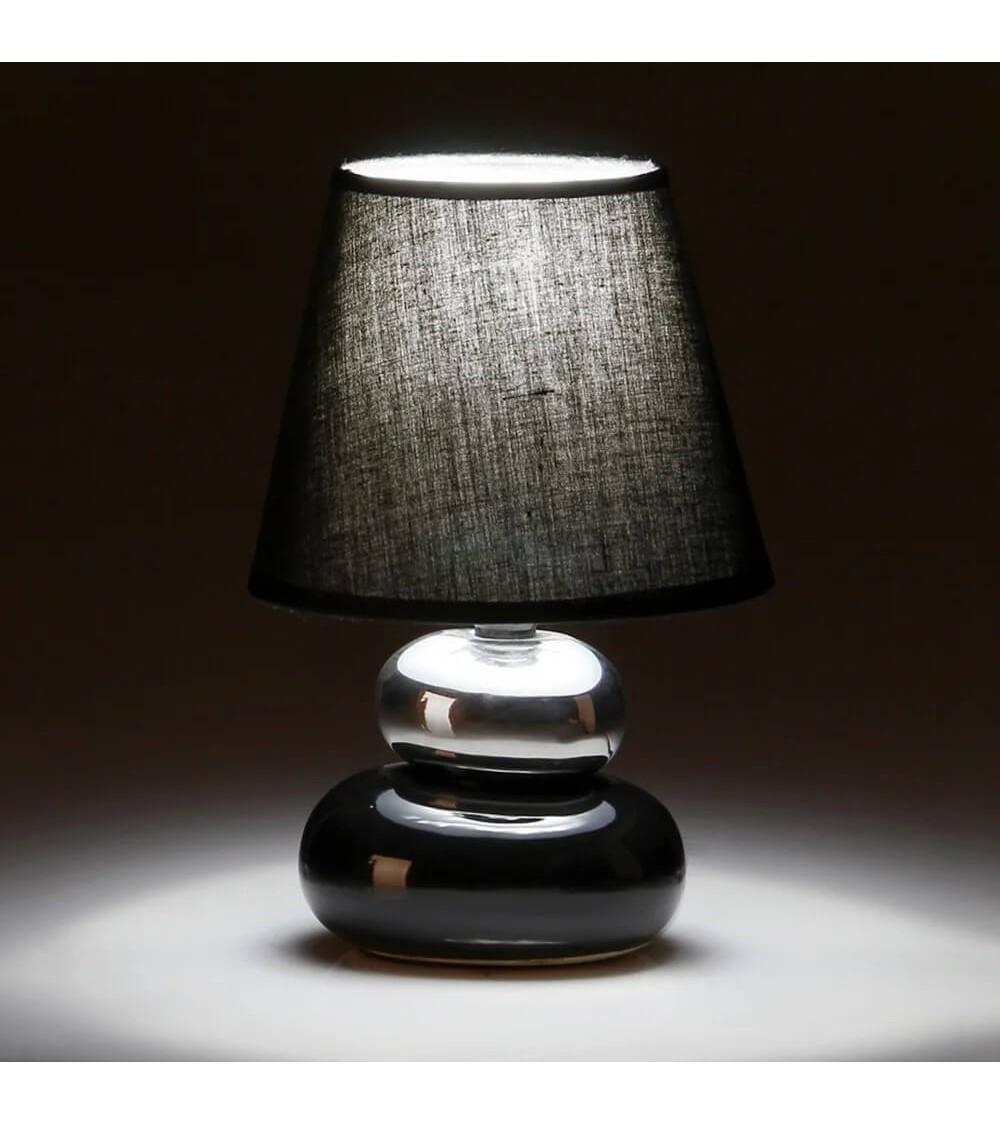 Dcasa Lámpara De Mesita De Noche De Cerámica Negra De 15x22 Cm