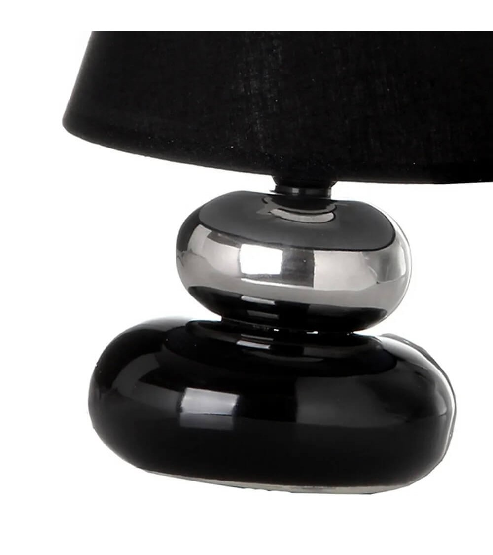 Dcasa Lámpara De Mesita De Noche De Cerámica Negra De 15x22 Cm