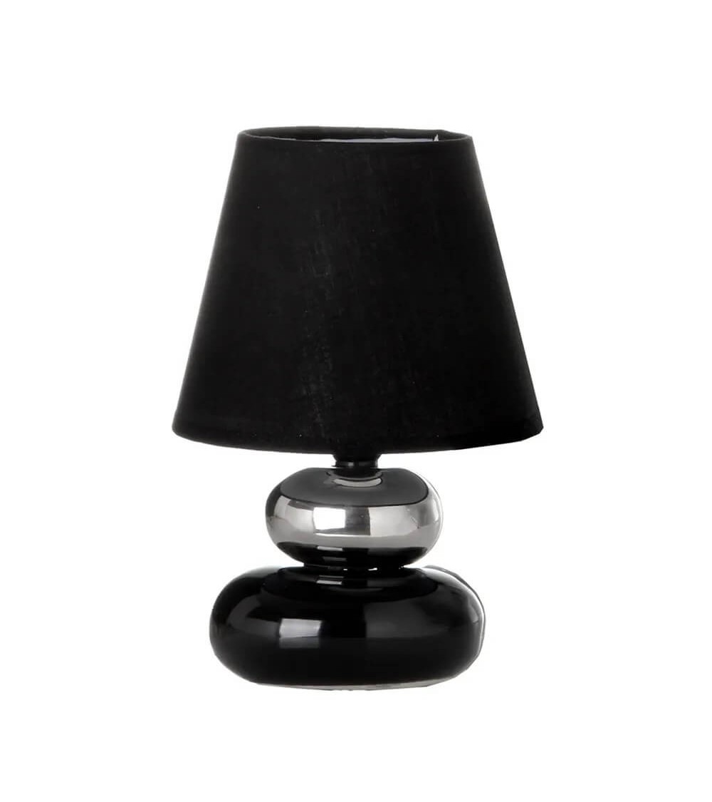 Dcasa Lámpara de mesita de noche de cerámica negra de 15x22 cm