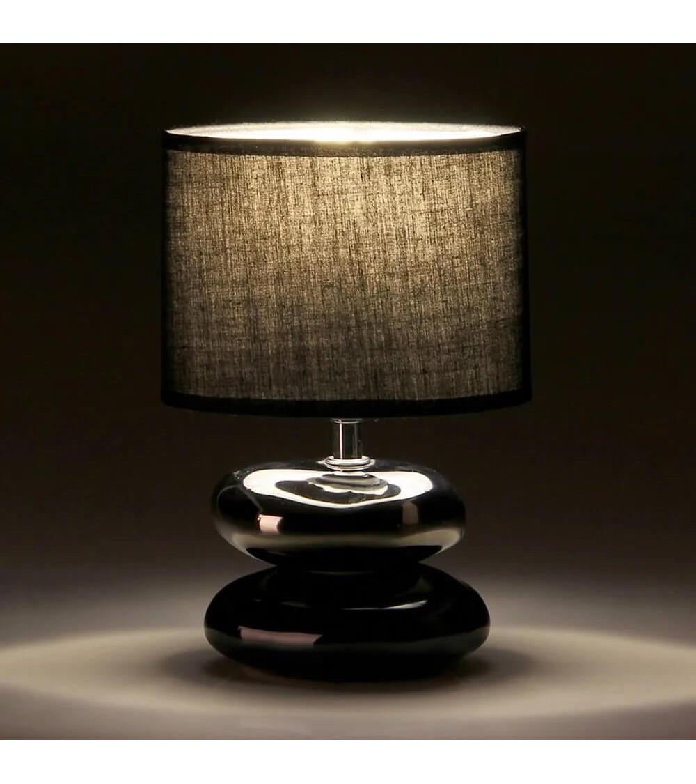 Dcasa Lámpara De Mesita De Noche De Cerámica Negra De 17x24 Cm