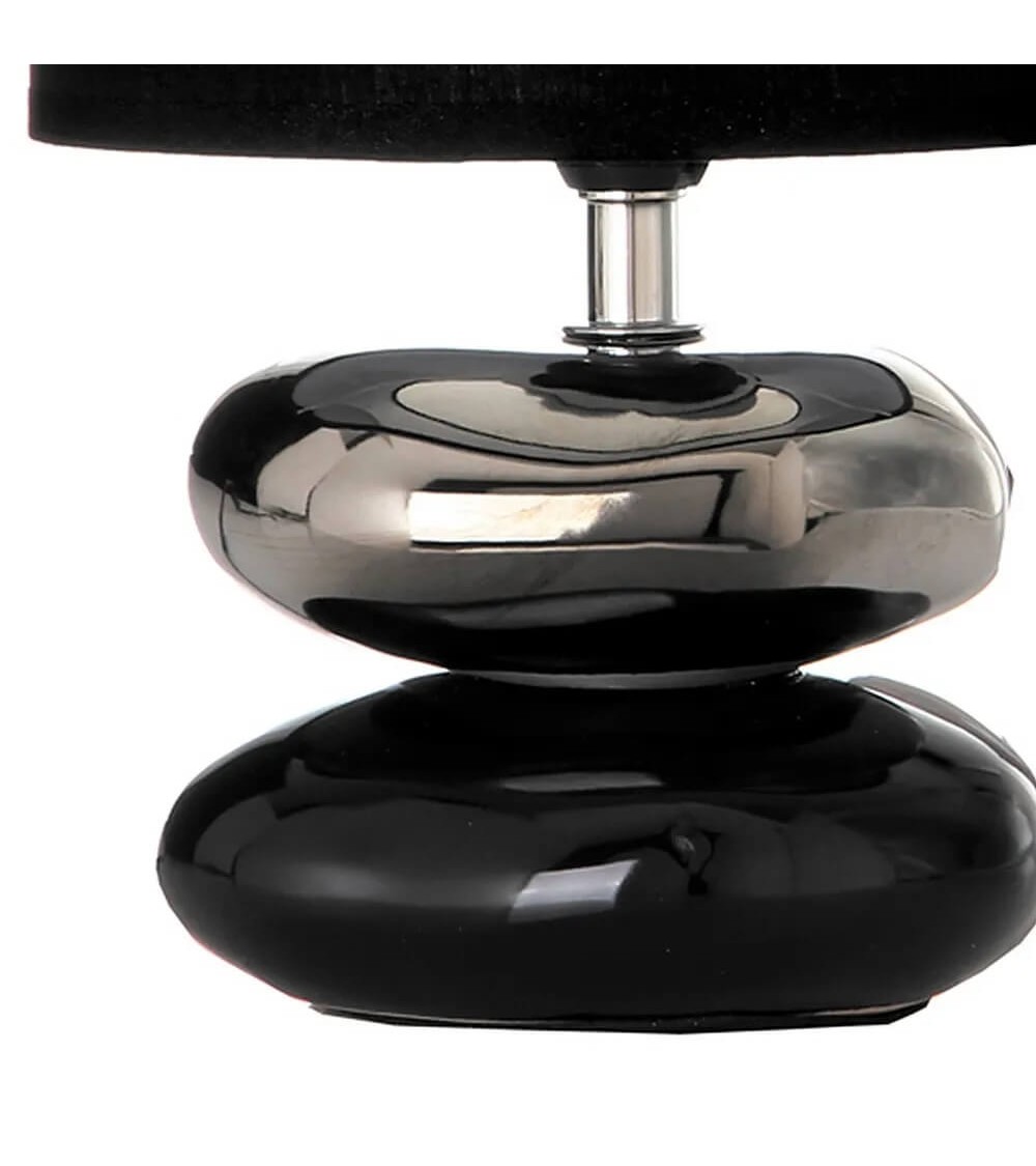 Dcasa Lámpara De Mesita De Noche De Cerámica Negra De 17x24 Cm