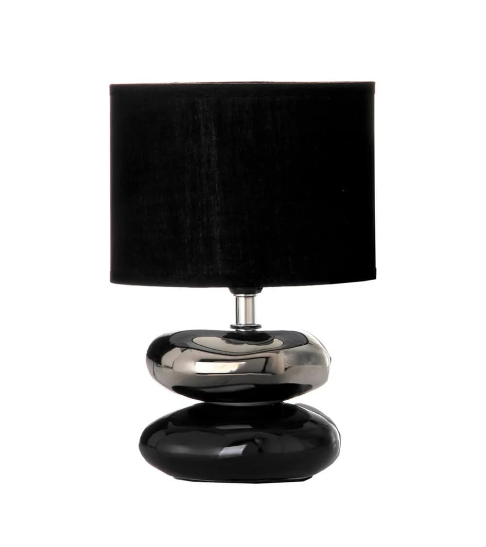 Dcasa Lámpara de mesita de noche de cerámica negra de 17x24 cm