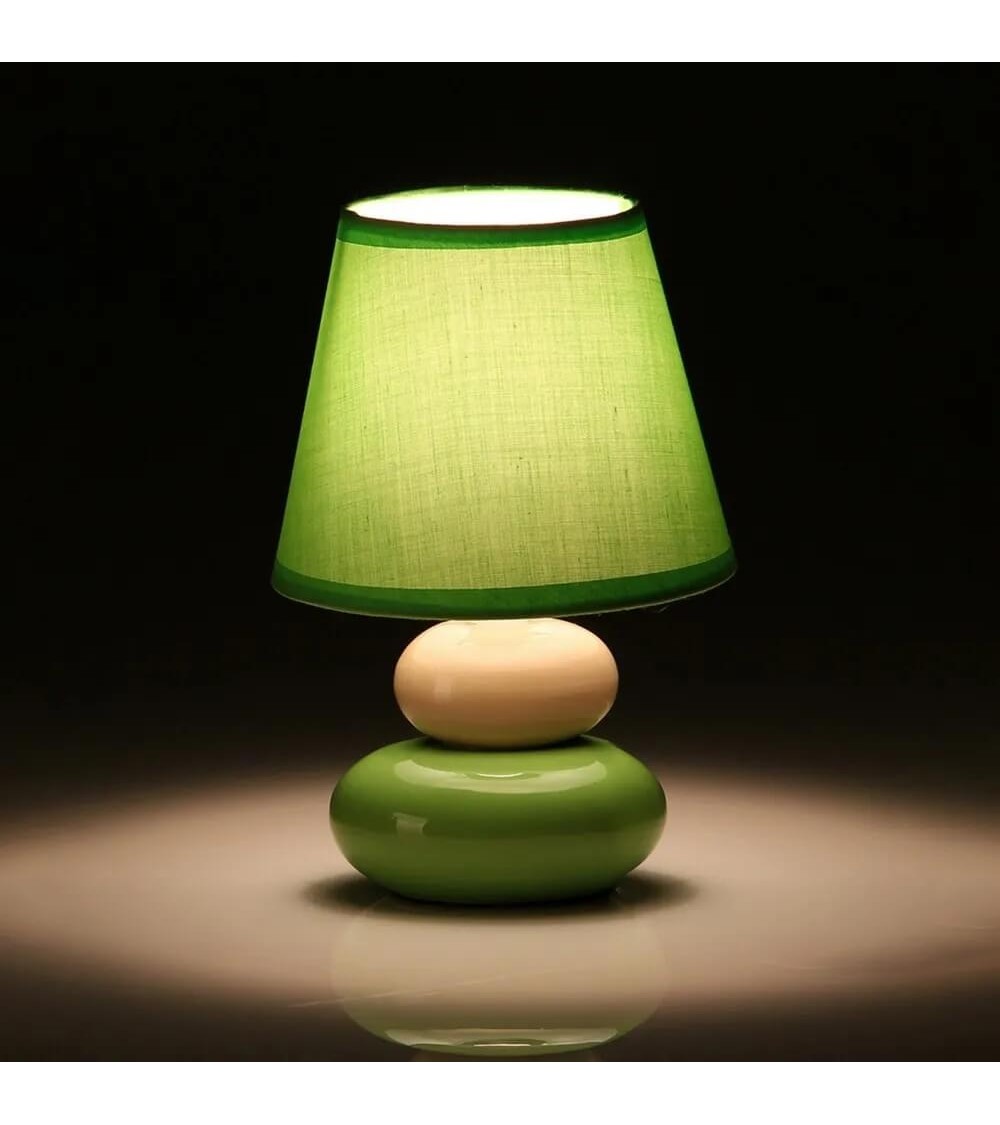 Dcasa Lámpara De Mesita De Noche De Cerámica Verde De 15x22 Cm