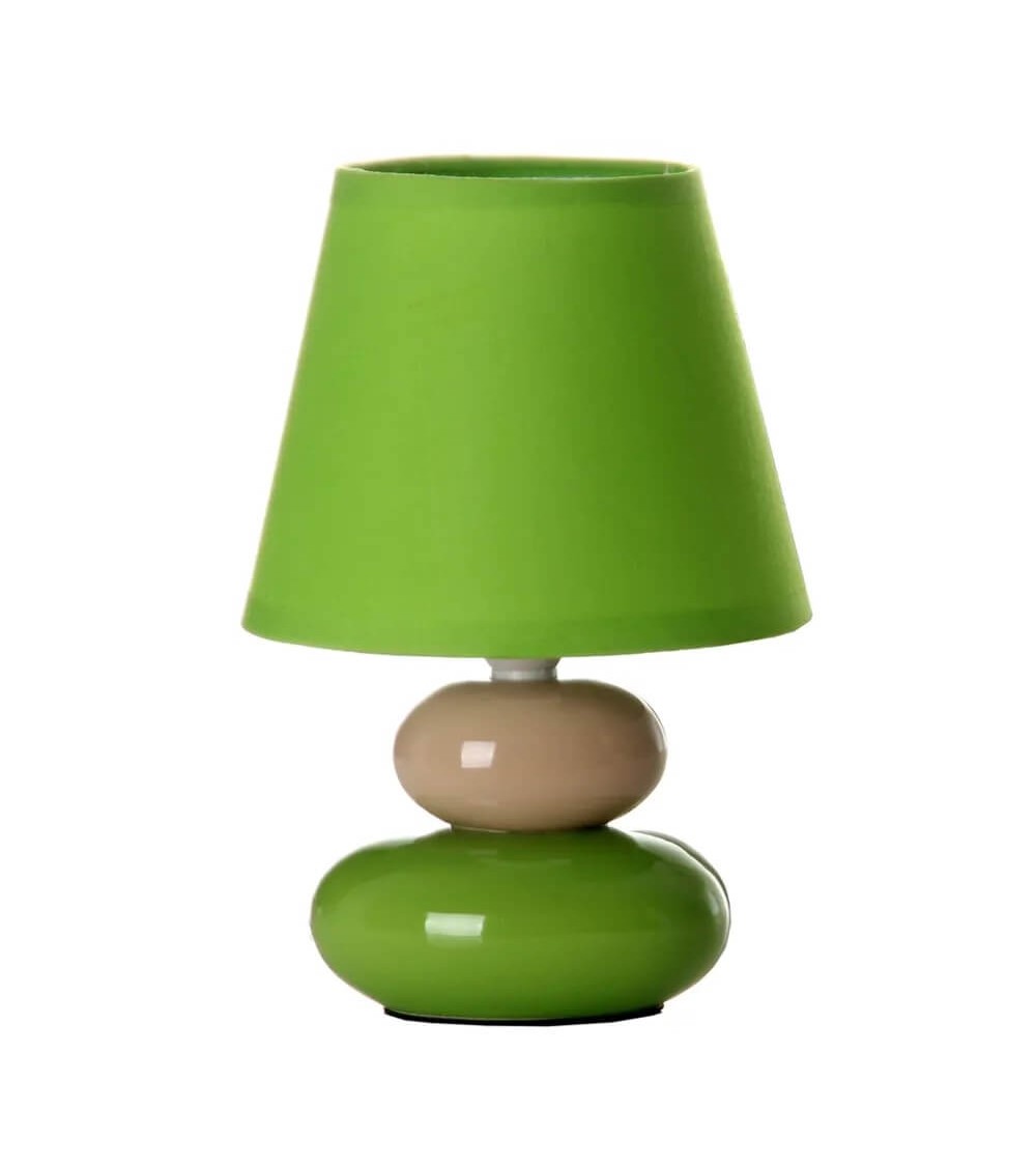 Dcasa Lámpara de mesita de noche de cerámica verde de 15x22 cm