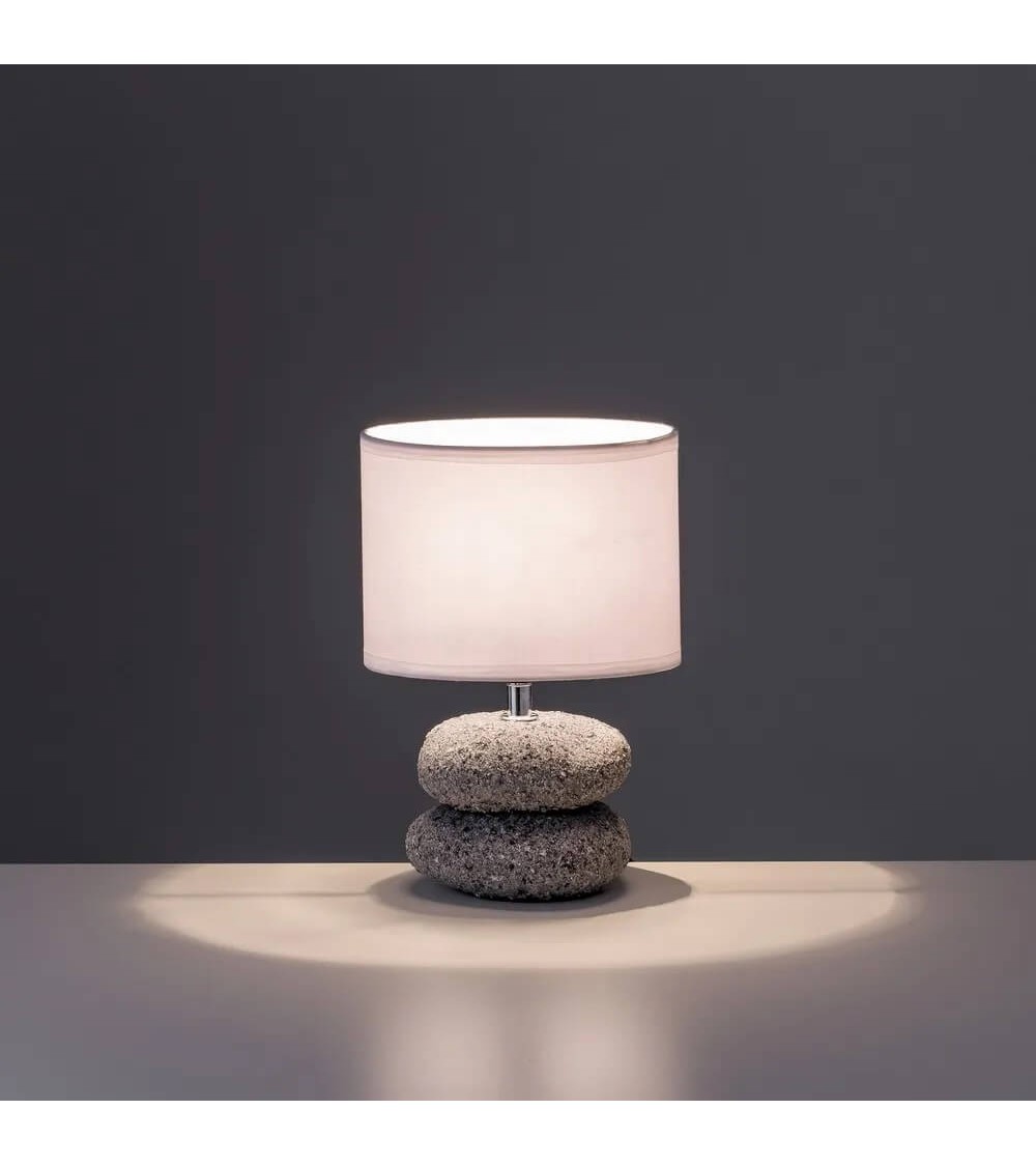 Dcasa Lámpara De Mesita De Noche De Piedras De Cerámica Gris De 23x16x16 Cm
