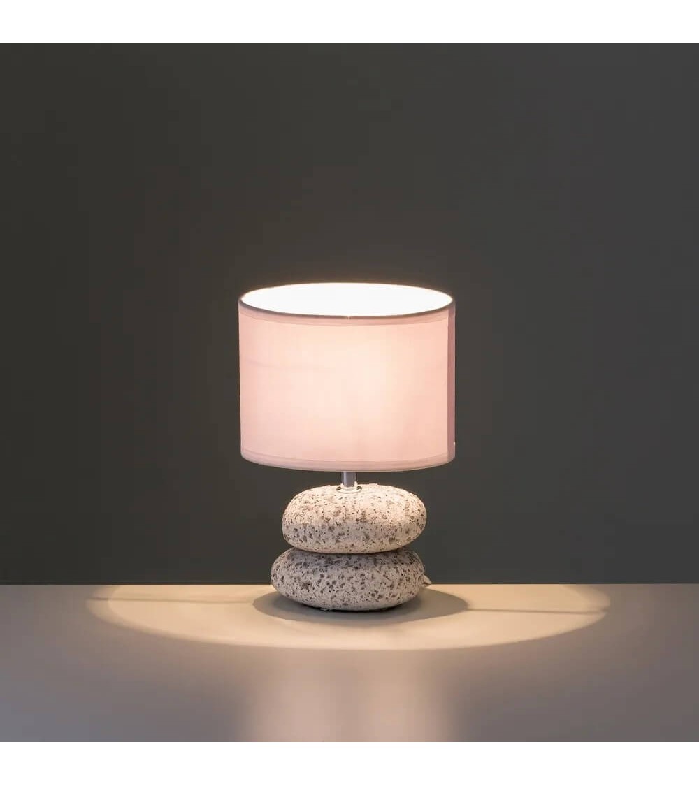 Dcasa Lámpara De Mesita De Noche De Piedras De Cerámica Blanca De 23x16x16 Cm