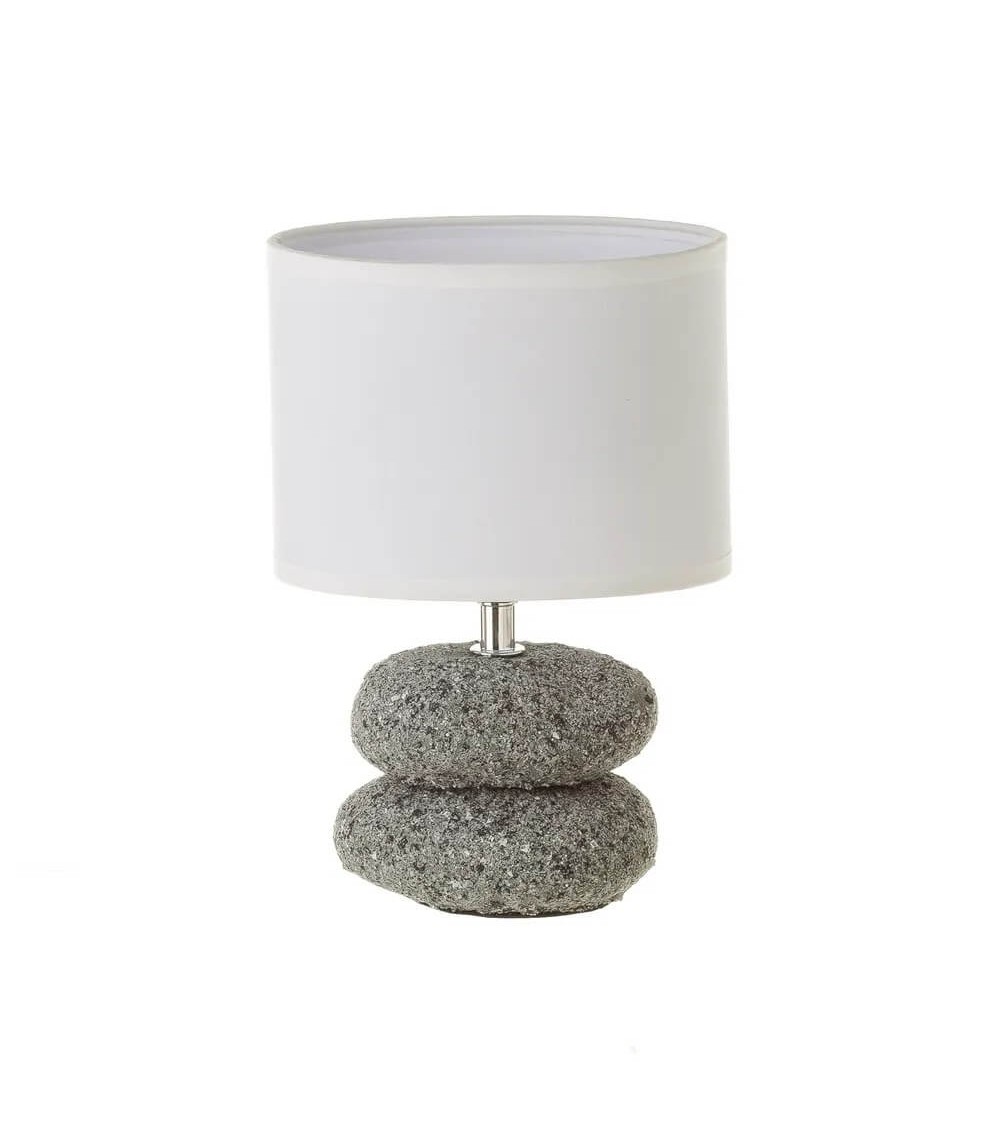 Dcasa Lámpara de mesita de noche de piedras de cerámica gris de 23x16x16 cm