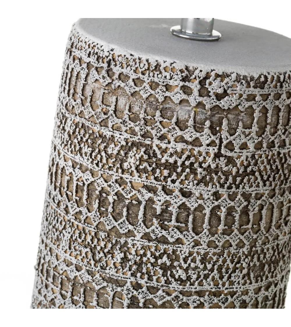 Dcasa Lámpara De Mesita De Noche Grabada De Cemento Marrón De 33x18x18 Cm