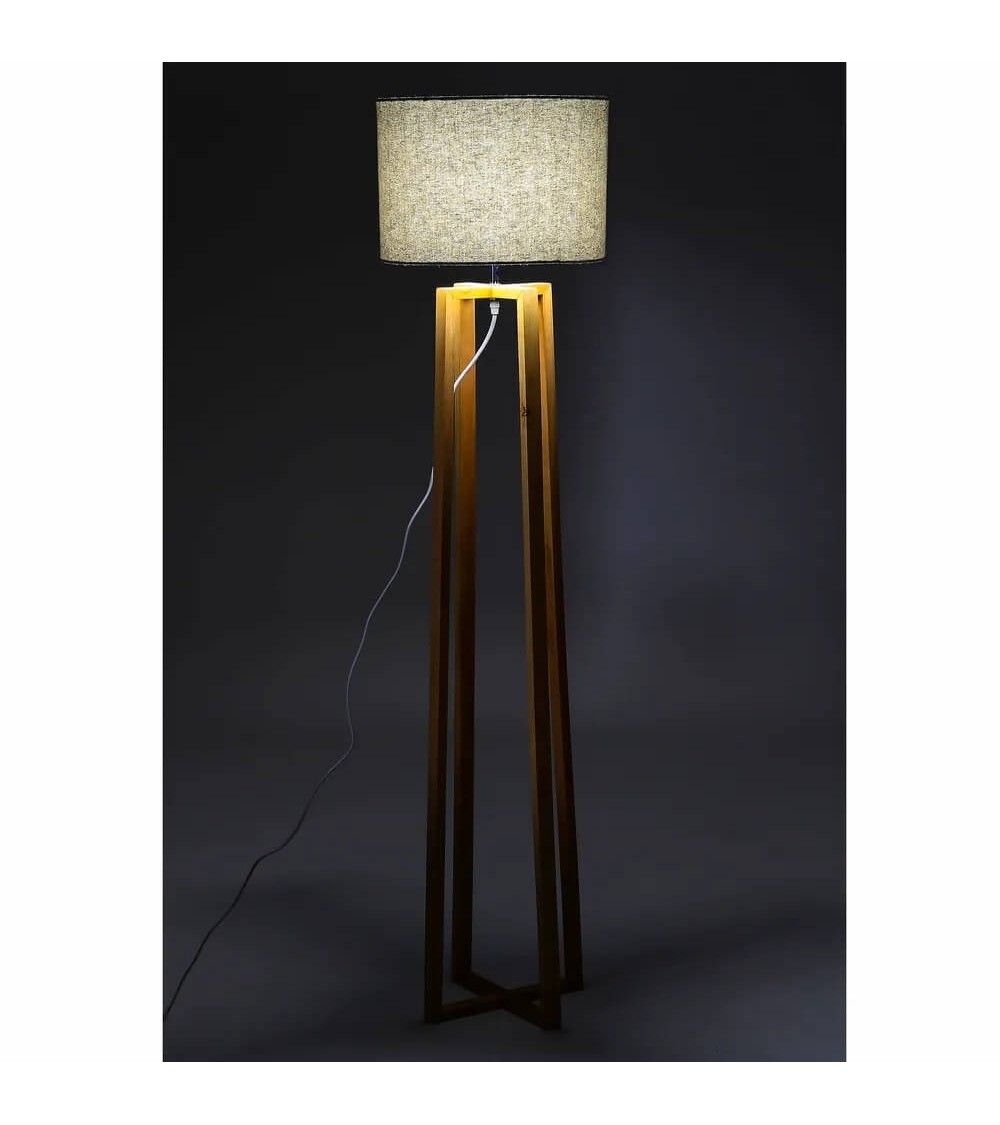 Dcasa Lámpara De Pie Nórdica Marrón De Madera Para Salón Fantasy