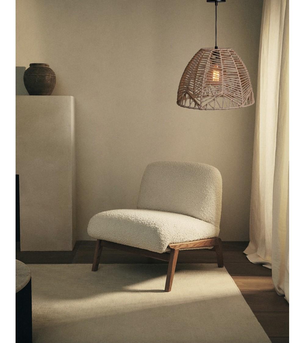 Dcasa Lámpara De Techo De Fibra Papel Natural De 35x35x25 Cm