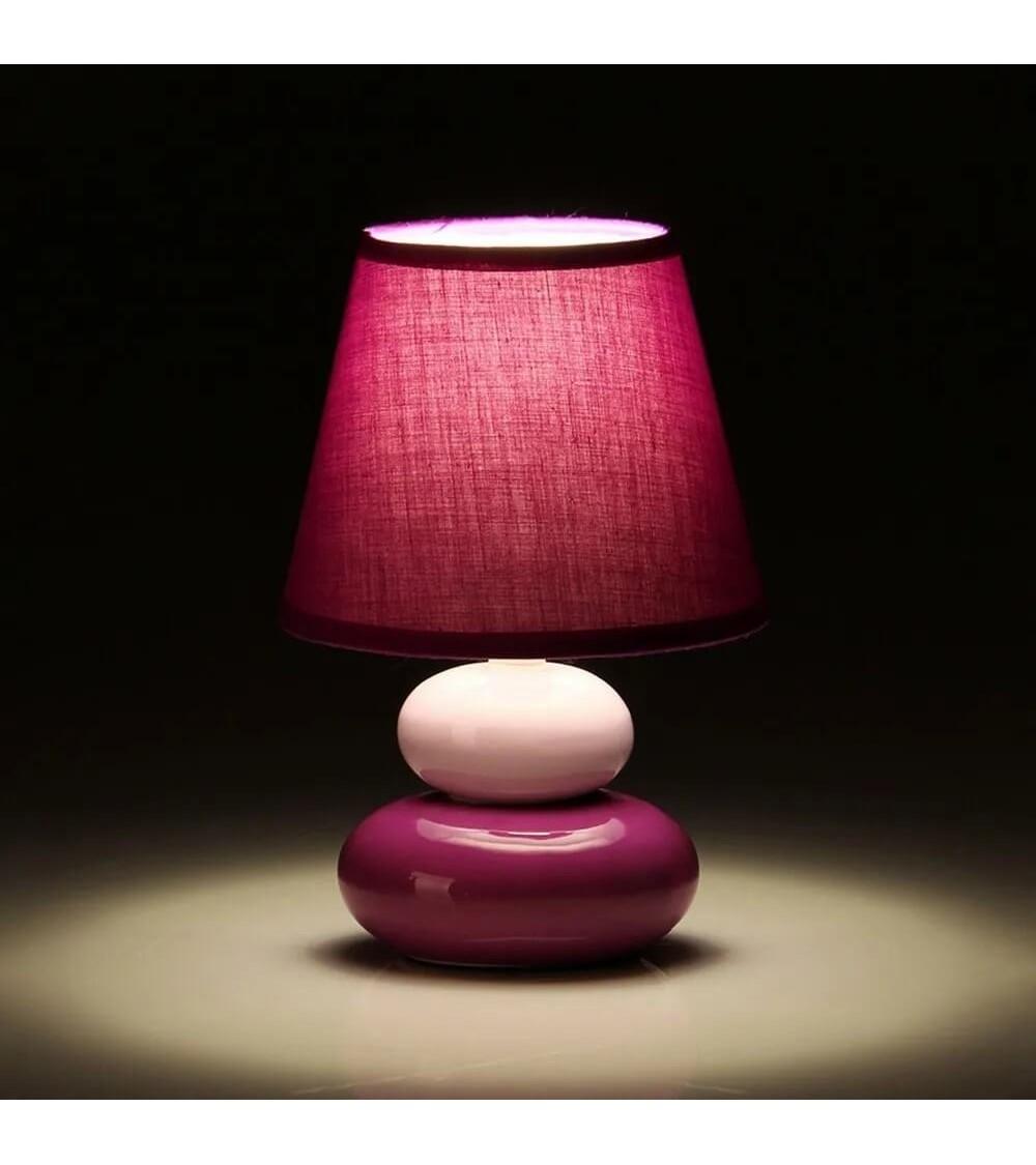 Dcasa Lámpara Para Mesita De Noche Moderna Morado De Cerámica