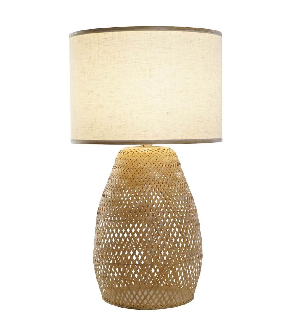 Dcasa Lampara Sobremesa De Bambu Natural 40x40x71 Cm