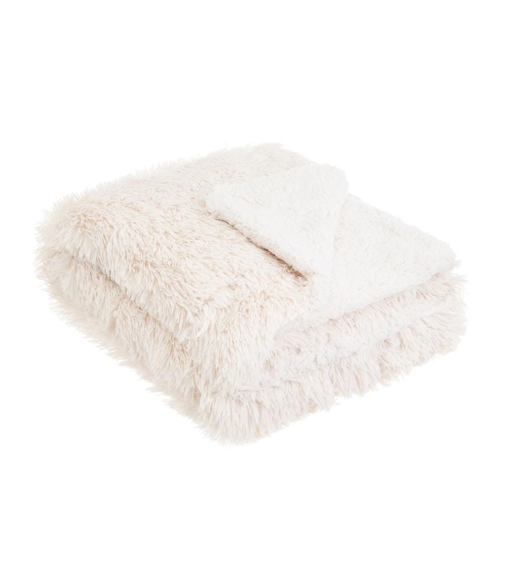 Dcasa Manta beige para sofá de pelo largo y sherpa de 160x220 cm