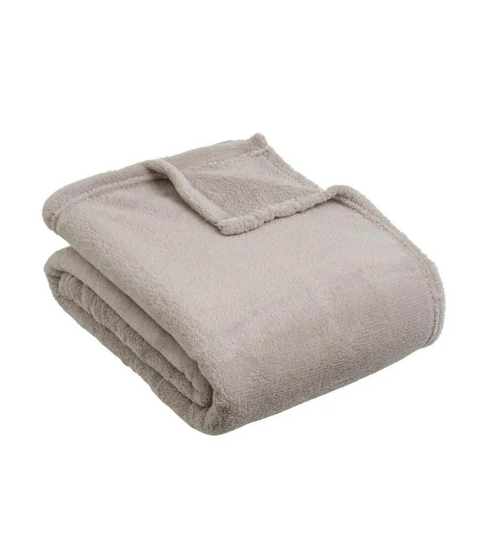 Dcasa Manta gris claro de coralina lisa polar de 130x160 cm