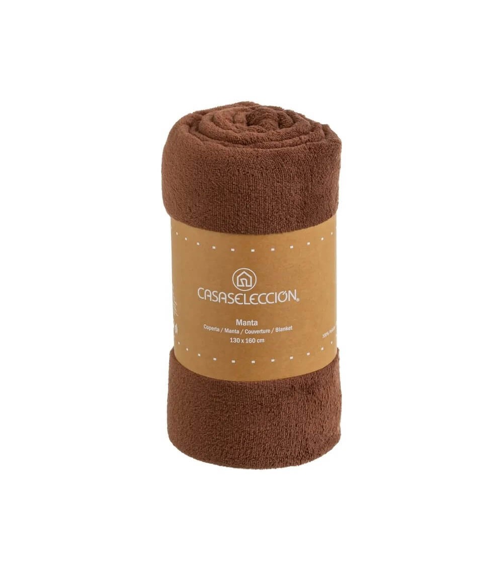 Dcasa Manta Marrón De Coralina Lisa Polar De 130x160 Cm