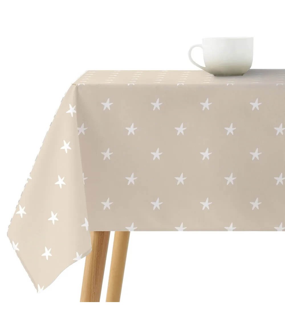 Dcasa Mantel Resinado Antimanchas De Estrellas Beige De Tela De 140x140 Cm